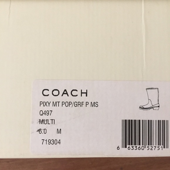 Coach Pixy Poppy “POP C” Rainboots Q497 Size 6 - Picture 7 of 13